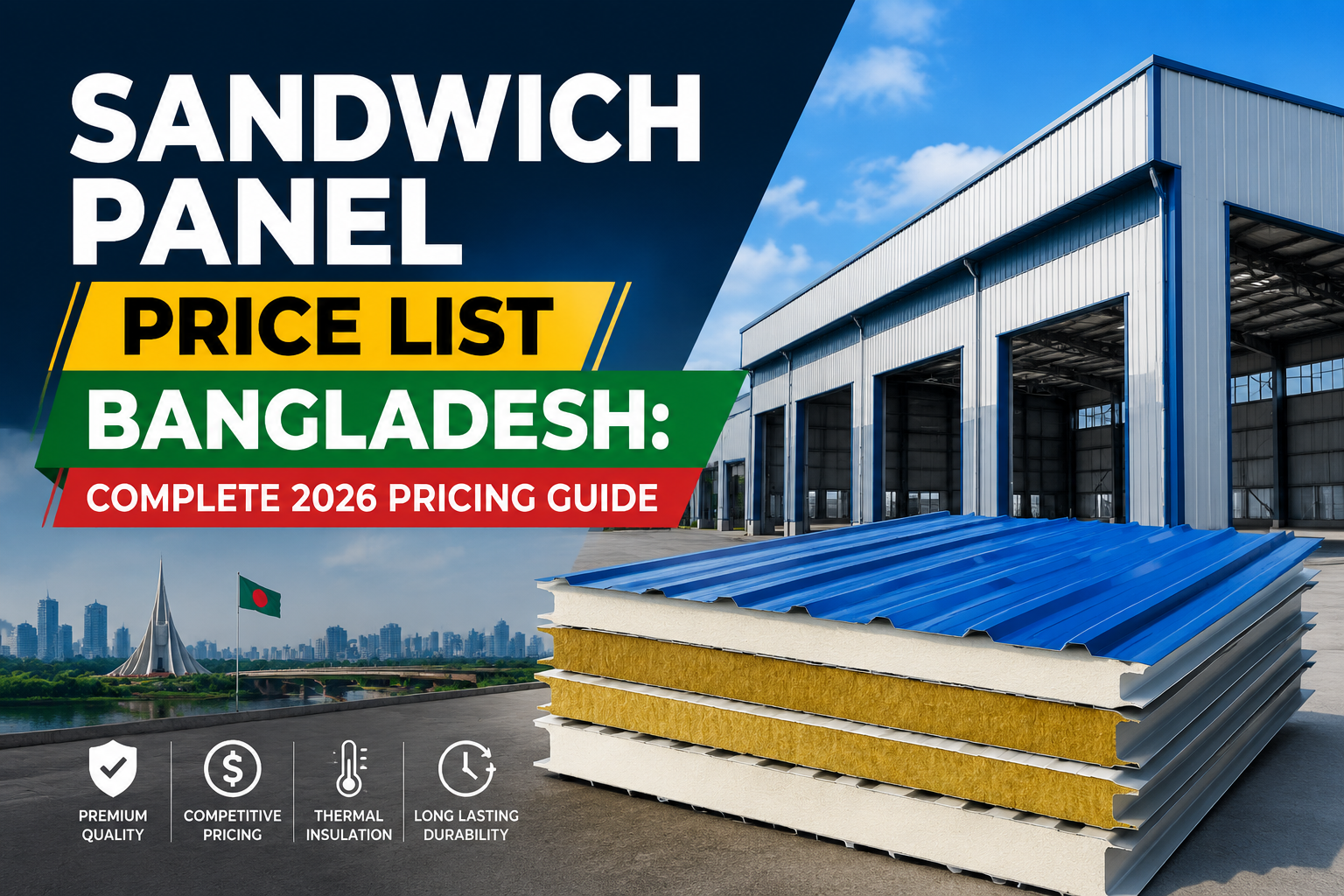 "Sandwich Panel Price List Bangladesh: Complete 2026 Pricing Guide". Modern design, , , aesthetic. Background imagery