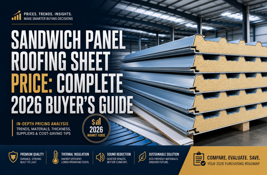"Sandwich Panel Roofing Sheet Price: Complete 2026 Buyer's Guide". Modern design, , , aesthetic. Background imagery relevant