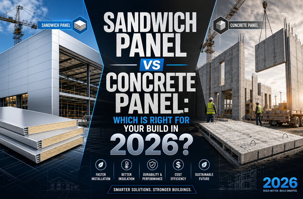 "Sandwich Panel vs Concrete Panel: Which Is Right for Your Build in 2026?". Modern design, , , aesthetic. Background imagery